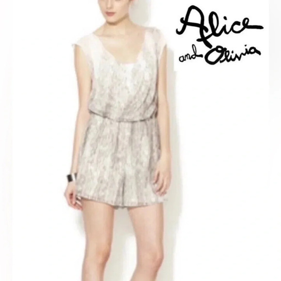 alice + olivia Thelma Cowl Neck chiffon Romper 33607 - Picture 2 of 13